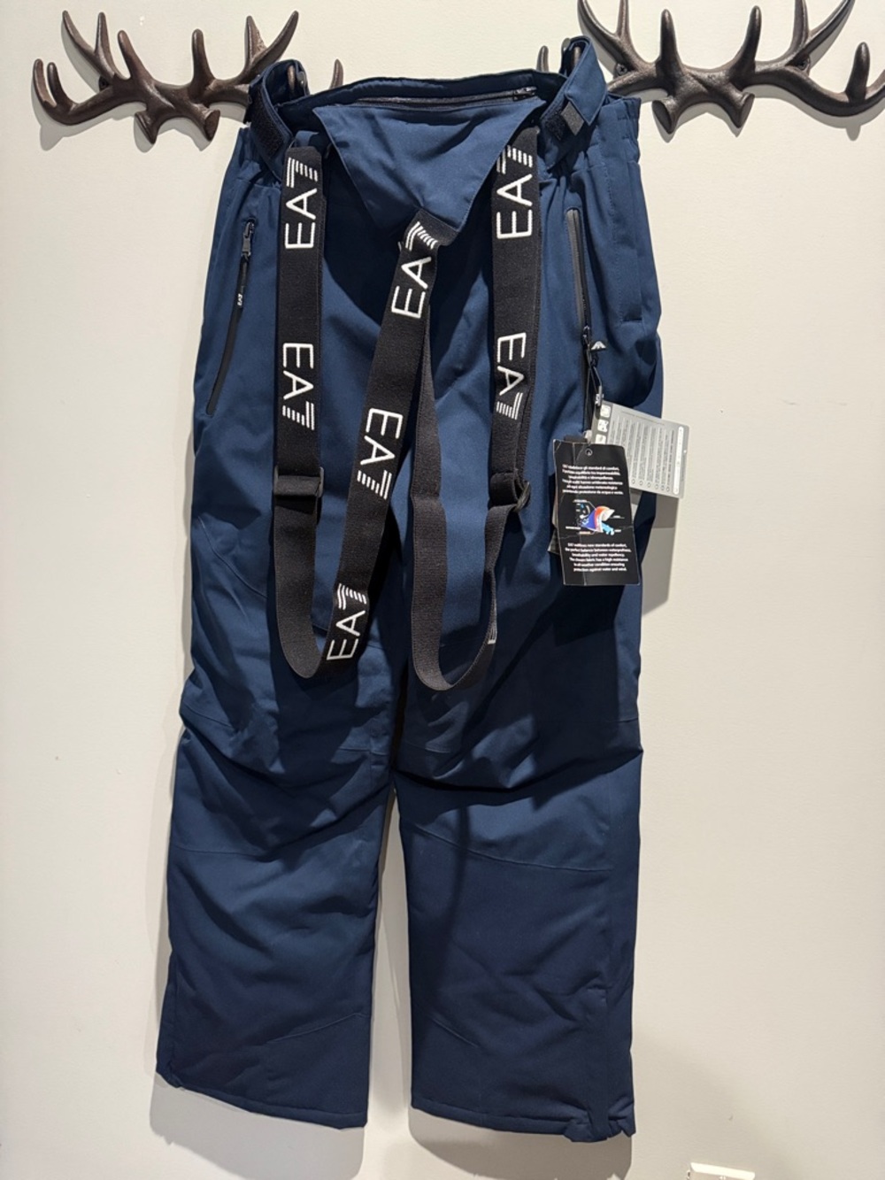 Emporio Armani Navy Ski Pants with Black Branded Straps